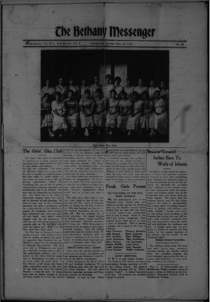 The front page spread of the 1918 Holy Week edition of "The Messenger."